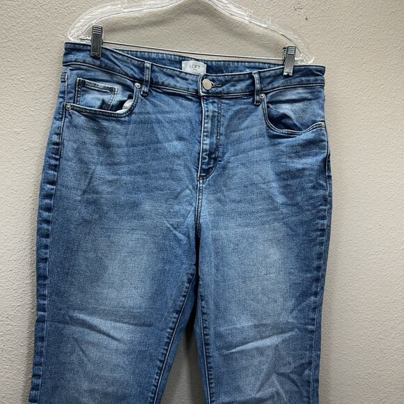 Loft Curvy Bootcut Jeans. Size 12 Medium Wash High Rise Denim Western Boho - Picture 2 of 7